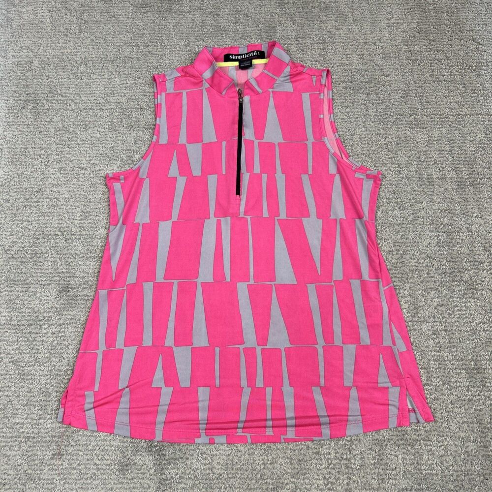 Simplicite Jamie Sadock Top Womens Large Tennis Pickleball Golf 1/4 Zip Tank